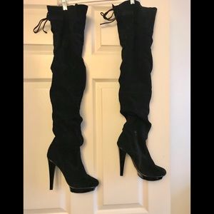 Steve Madden suede thigh high platform boots